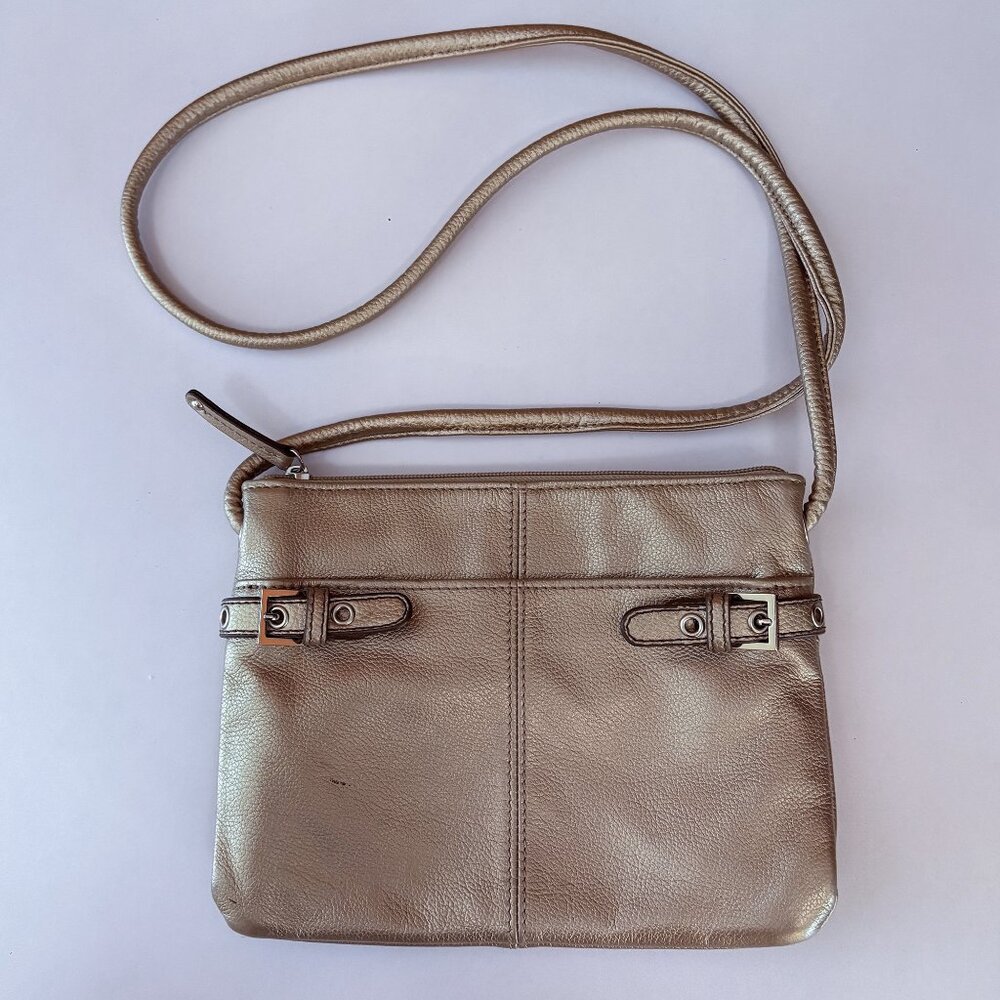 Tignanello Leather Crossbody Bag Organizer Gold
